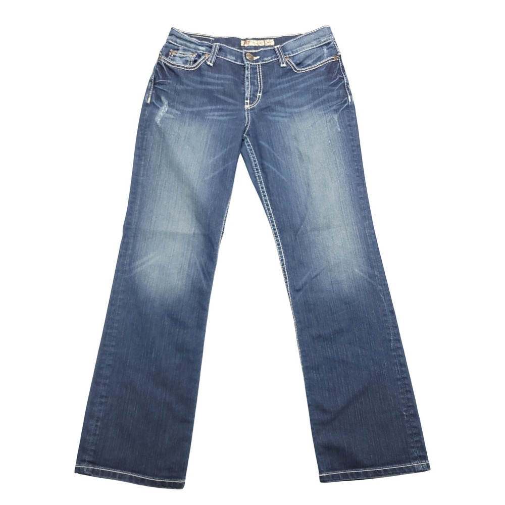 BKE Jeans‎ Drew Boot Cut Women's 27x29.5 Mid Rise White Stitching Stretch